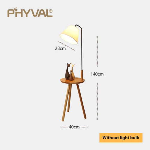 Lampadaire Nordique bois sur pied tissu interrupteur