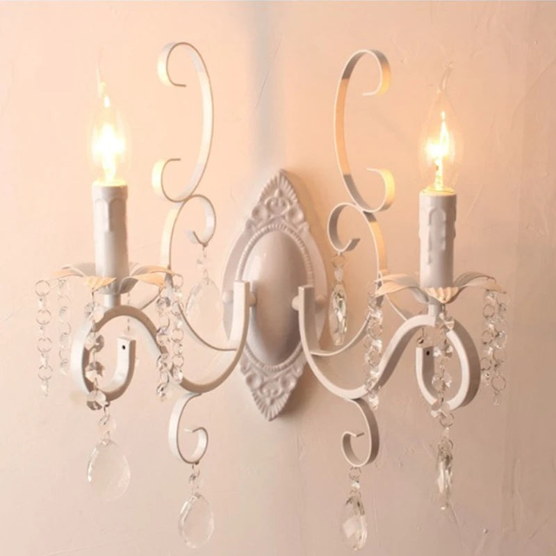 Vintage wrought iron chandelier with crystals for interior decoration