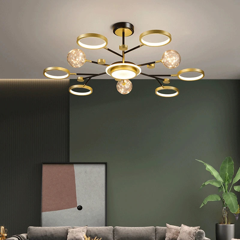 lustre nordique moderne en fer éclairage étoilé décoration créative - vue 4 sur 9