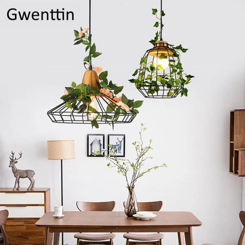 suspension moderne en bois avec éclairage led pour plantes - vue 6 sur 12