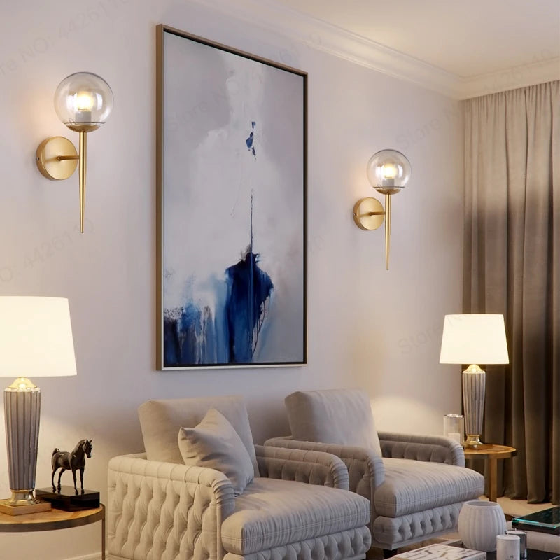 applique murale led boule verre moderne décoration intérieure nordique salon couloir - vue 4 sur 8