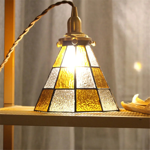 suspension luminaire vintage en laiton et verre pour cuisine - vue 7 sur 6