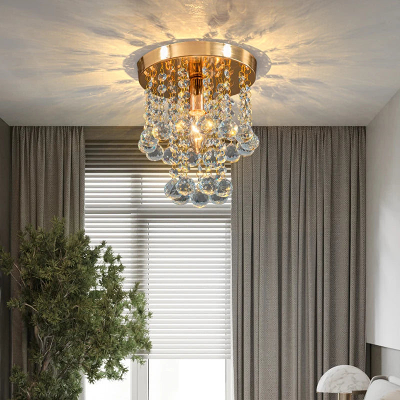 suspension en cristal doré et argenté décoratif - vue 4 sur 8