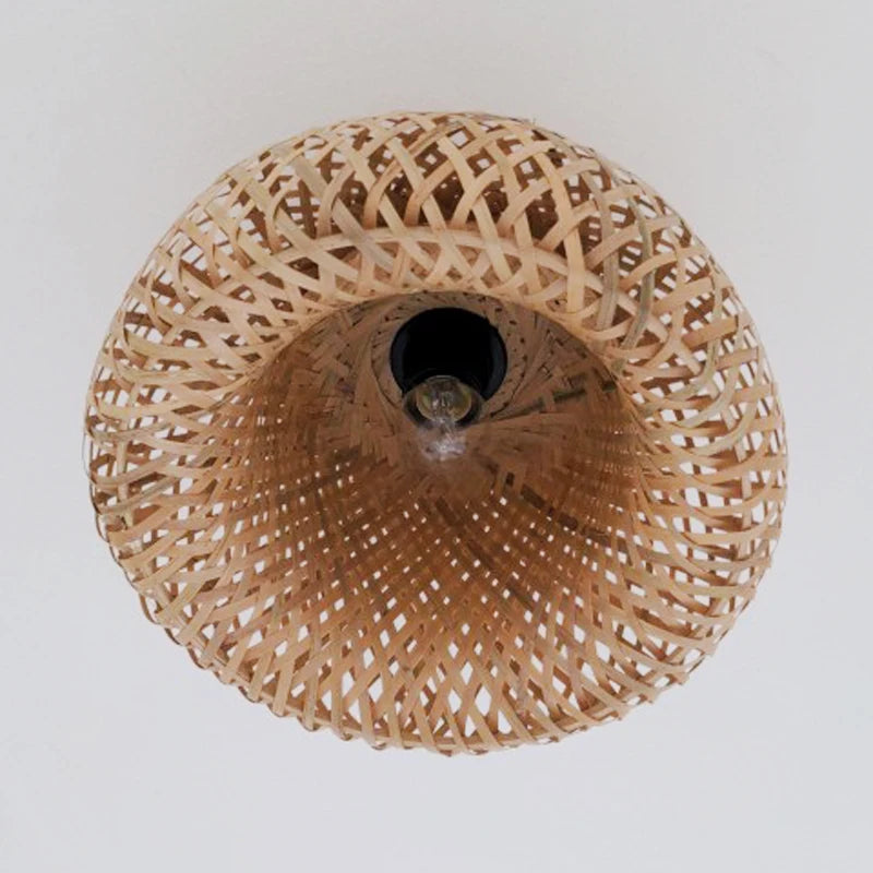 plafonnier rétro style chinois fait main tissage bambou créatif - vue 6 sur 7