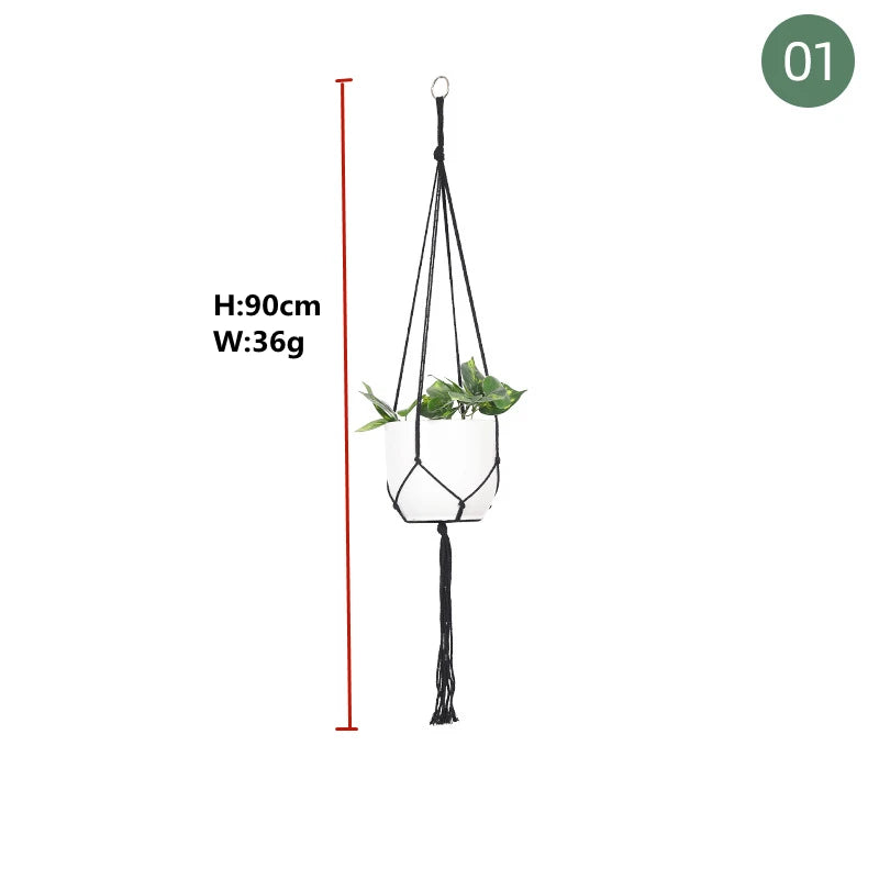 paniers suspendus en macramé pour plantes et décoration - vue 29 sur 30