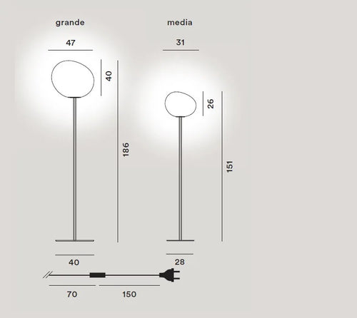 lampadaire moderne en verre design foscarini lampe à led décorative