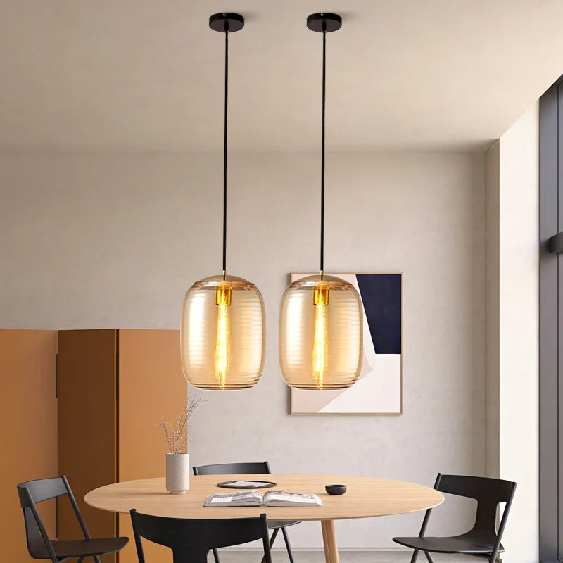lustre en verre moderne led minimaliste luminaire suspendu art - vue 5 sur 7