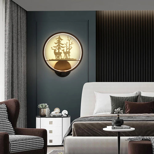 Modern minimalist round nordic LED wall light for weddings and children's room - vue 3 sur 14
