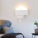 Minimalist ultra-slim indoor LED wall light with round spotlight switch, super bright for hotel or bedroom decor