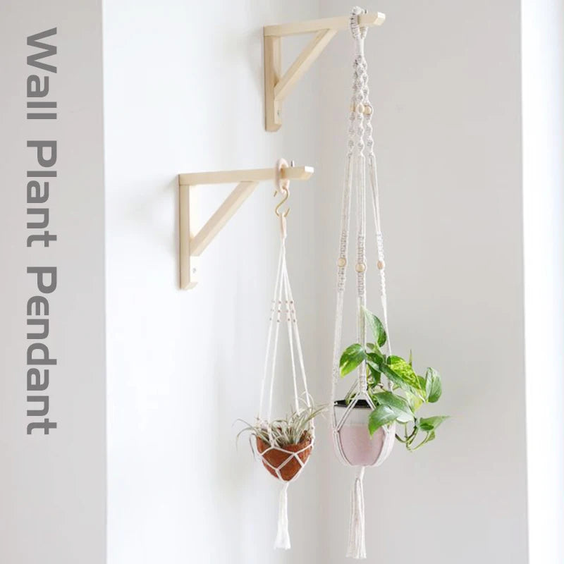 panier suspendu en macramé pour plantes artisanales décoration intérieure - vue 6 sur 18