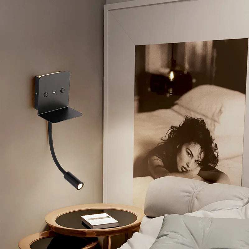 applique murale led moderne avec veilleuse et chargeur usb intégré
