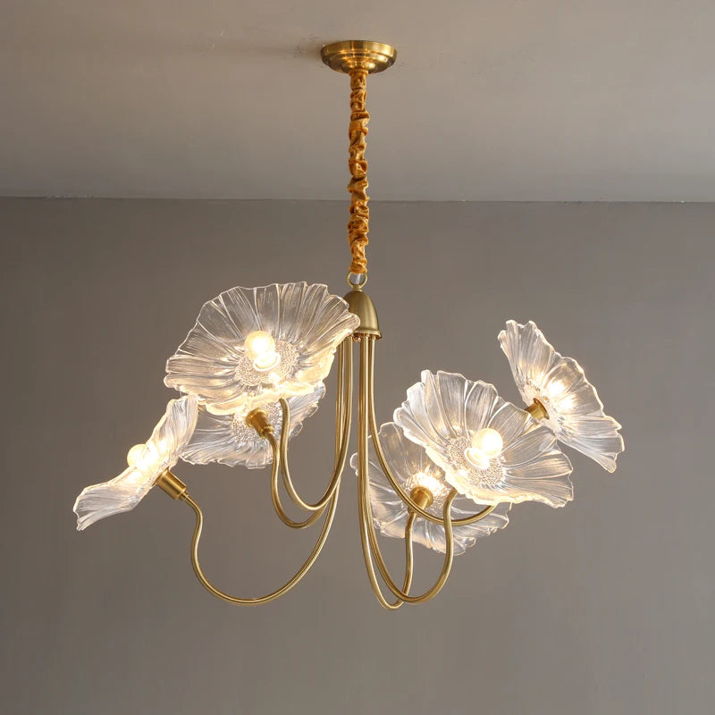 Lustre avec fleurs en verre déco nordique moderne