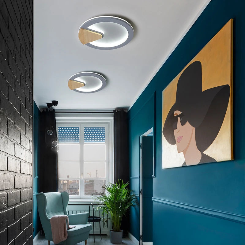 lustre led moderne en fer et bois pour intérieur minimaliste - vue 5 sur 14