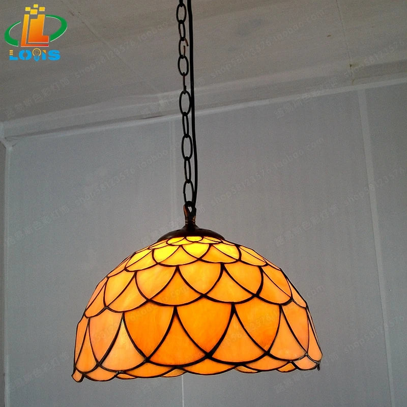 lustre tiffany européen pour restaurant café ou bar - vue 4 sur 19