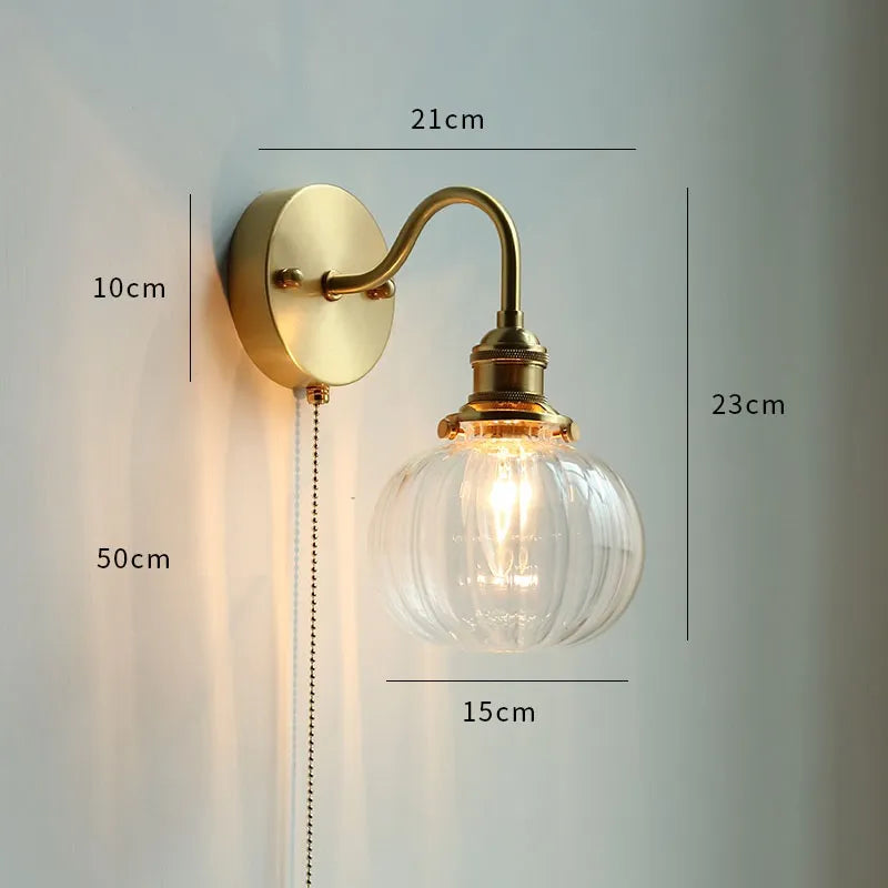 Éclairage LED verre salle bain nordique cuivre tirer interrupteur - vue 13 sur 23