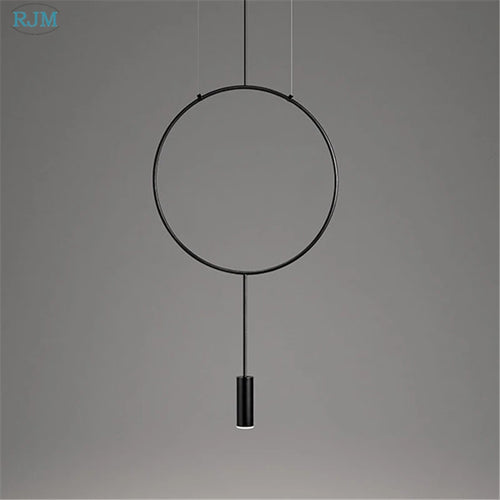 Nordic designer creative circular metal pendant light - vue 5 sur 12