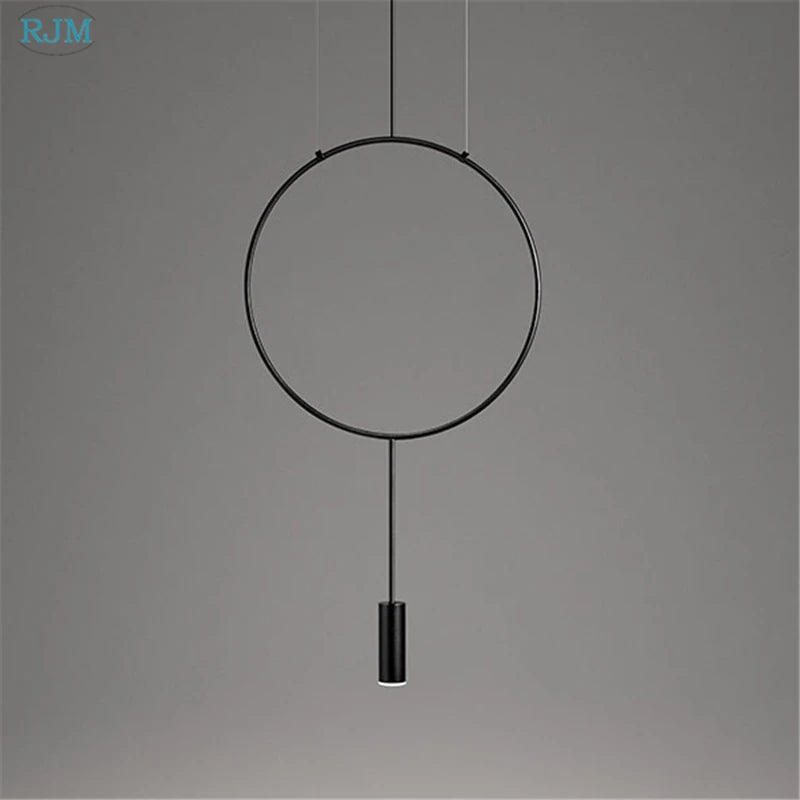 Nordic designer creative circular metal pendant light - vue 5 sur 12