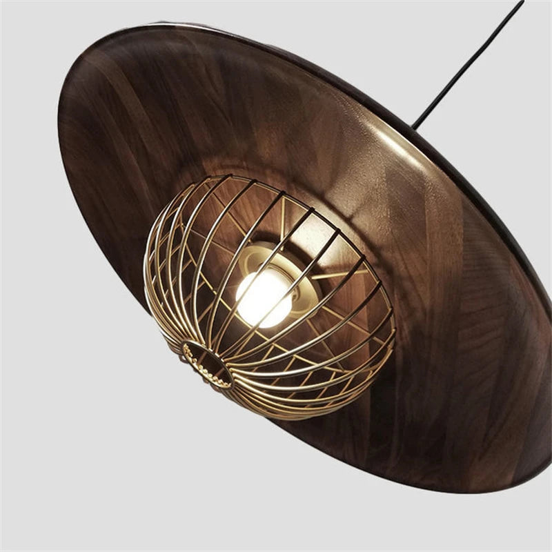 lustre nordique en forme de chapeau de grain de bois - vue 5 sur 12