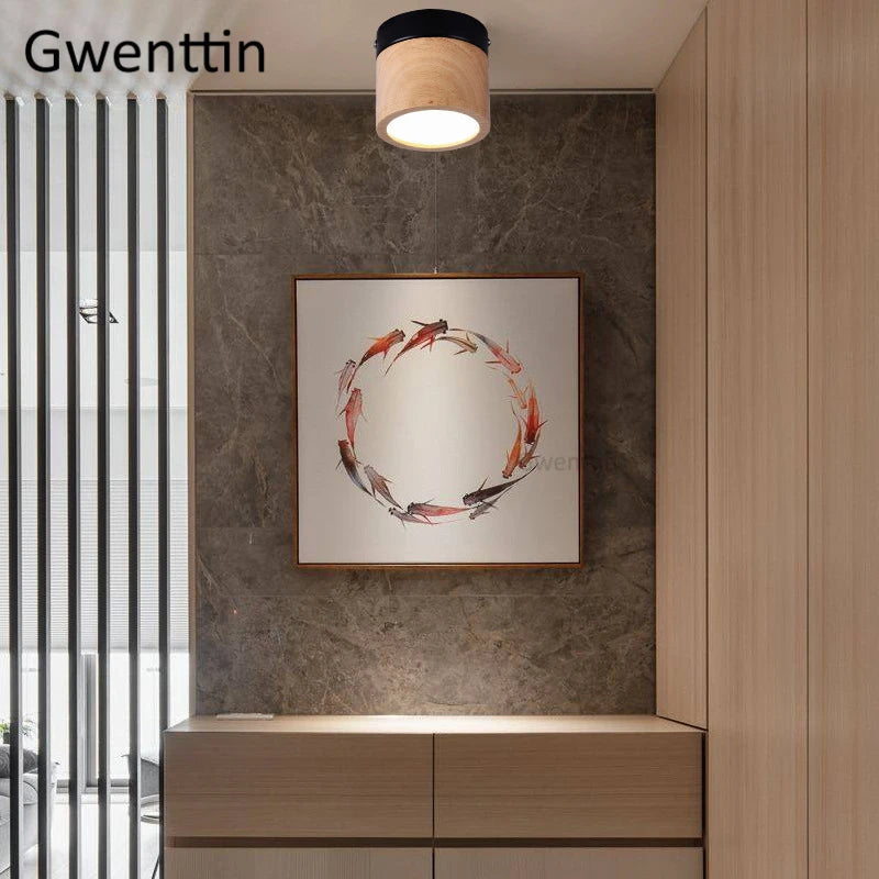 plafonnier à led en bois nordique moderne pour intérieur design - vue 4 sur 7