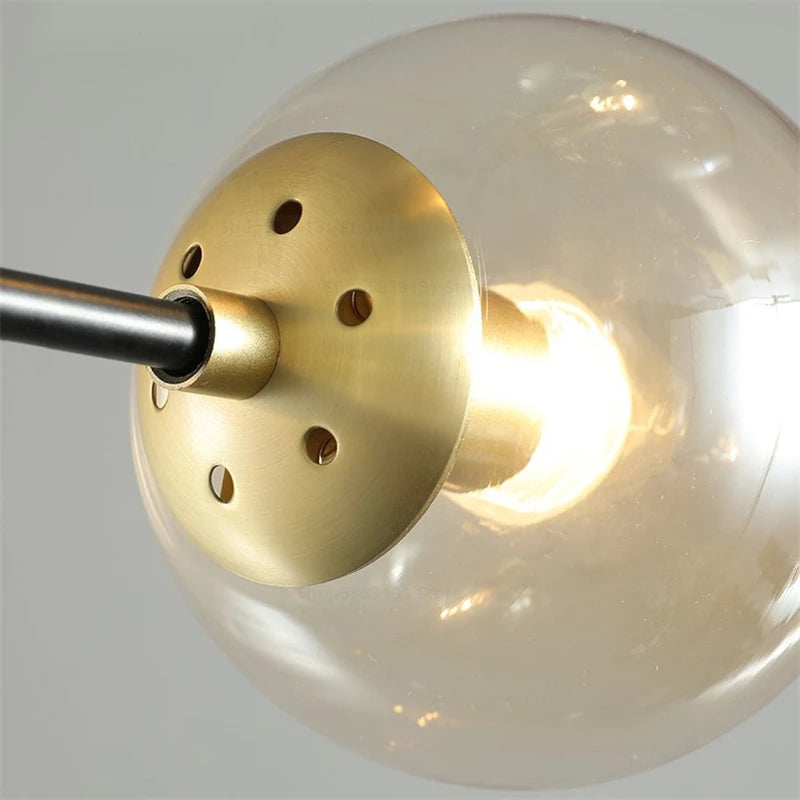lustre led moderne boule de verre nordique luminaires créatifs - vue 7 sur 18