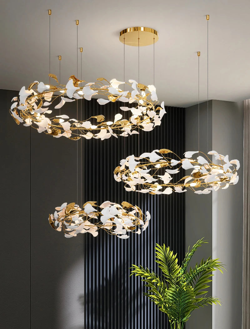 lustre moderne en céramique avec pétales de led - vue 4 sur 11