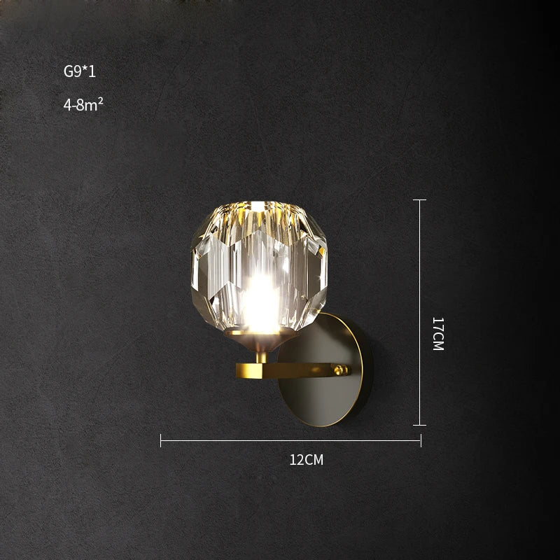 applique murale led postmoderne en cuivre et cristal - vue 16 sur 22