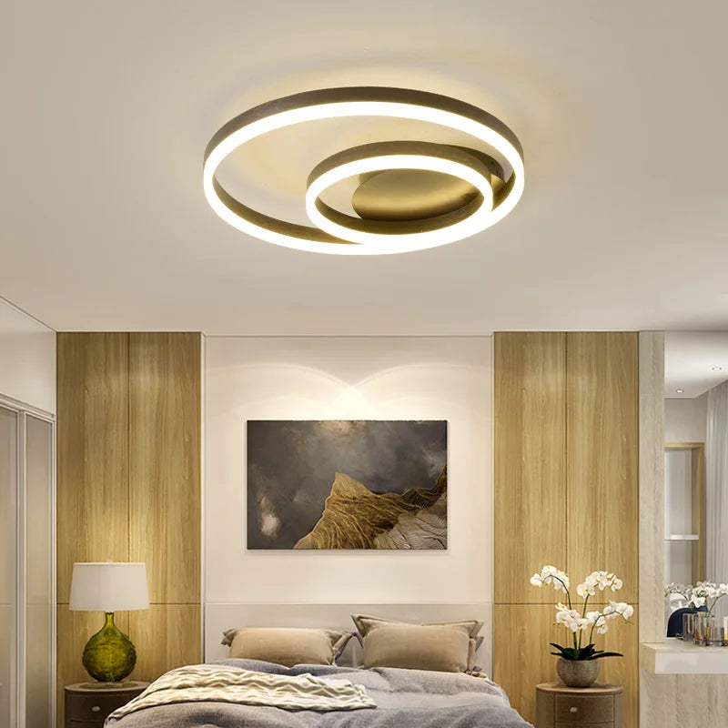 1/2/3 Rings LED Ceiling Lights For Bedroom Dining Room Living Room Kitchen Studyroom Villa Foyer Office Indoor Simple Home Lamps - vue 5 sur 10