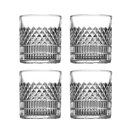 lot 4 verres whisky relief vintage epais resistants