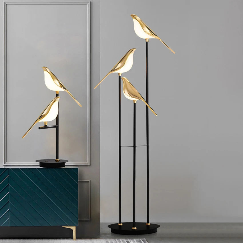 design lampe de table LED placage postmoderne or oiseau alliage acrylique lampe de bureau pour chambre étude salle salon lampadaire - vue 6 sur 10