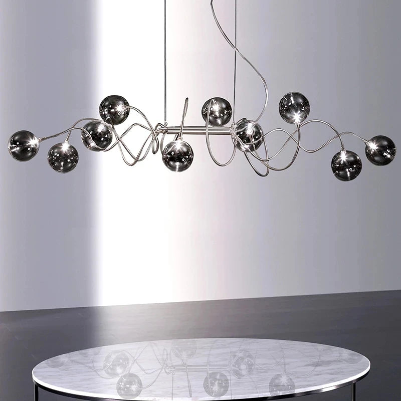 lustre nordique led en verre suie moderne pour bar et café - vue 5 sur 9