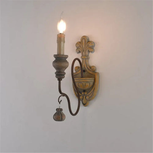 applique murale en bois et fer style vintage industriel - vue 2 sur 10
