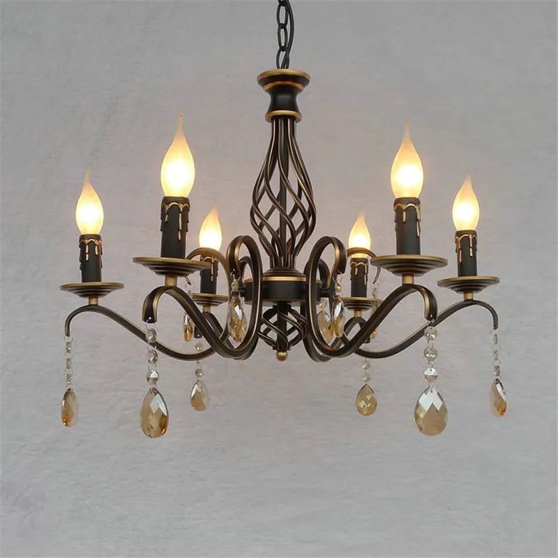 lustre en cristal vintage en fer forgé pour un éclairage rétro - vue 5 sur 4