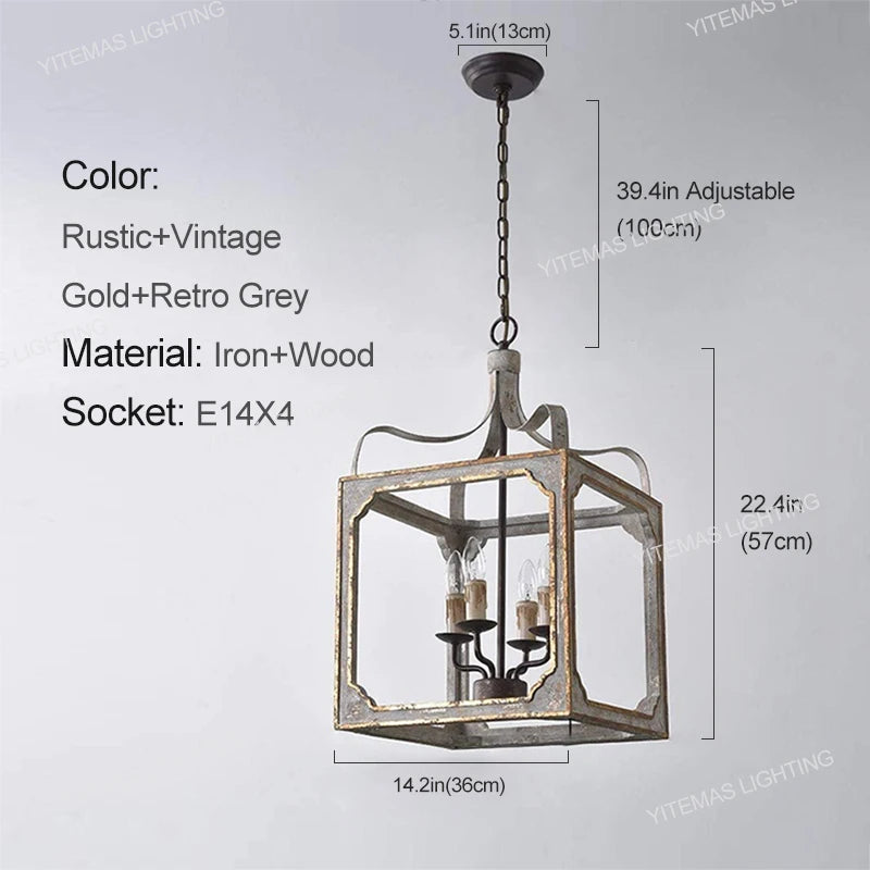Loft lustres en bois Vintage or Suspension éclairage gris suspendu chambre salon lustre suspendu pour lampes de cuisine