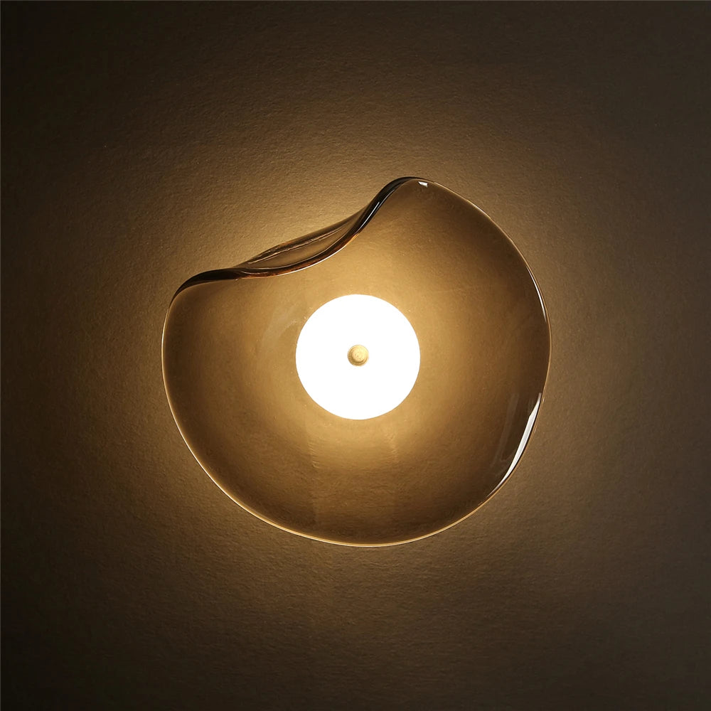 applique murale led moderne en verre éclairage surface incurvée - vue 3 sur 7