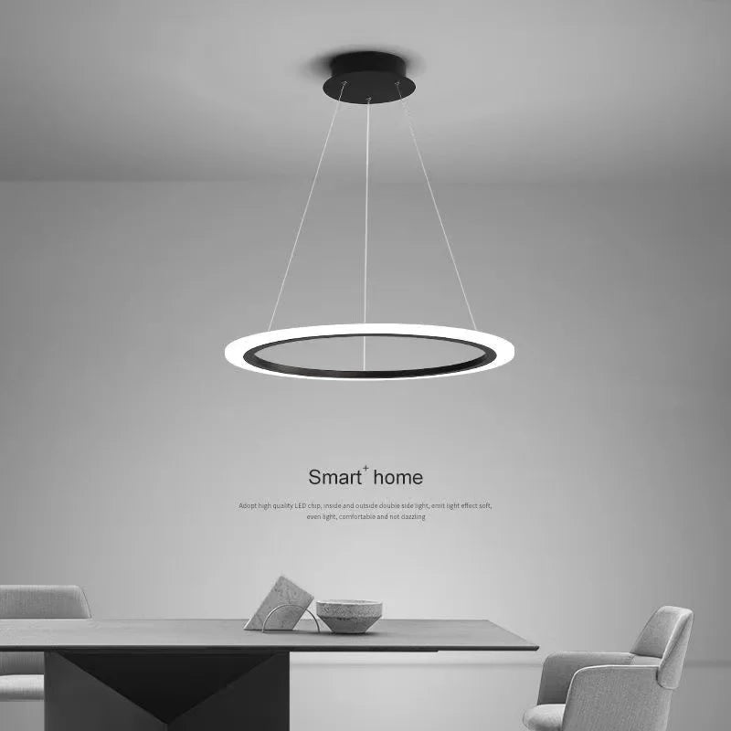 lustre circulaire moderne à anneau unique éclairage led - vue 6 sur 9