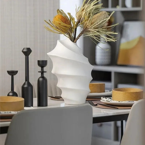 Minimalist nordic solid wood candle holder decorative creative - vue 4 sur 10