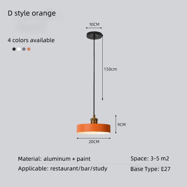 Minimalist modern retro loft pendant light with lampshade for kitchen, dining room, bedroom, restaurant - vue 22 sur 22