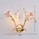 applique murale dorée en cristal et céramique à fleurs de luxe