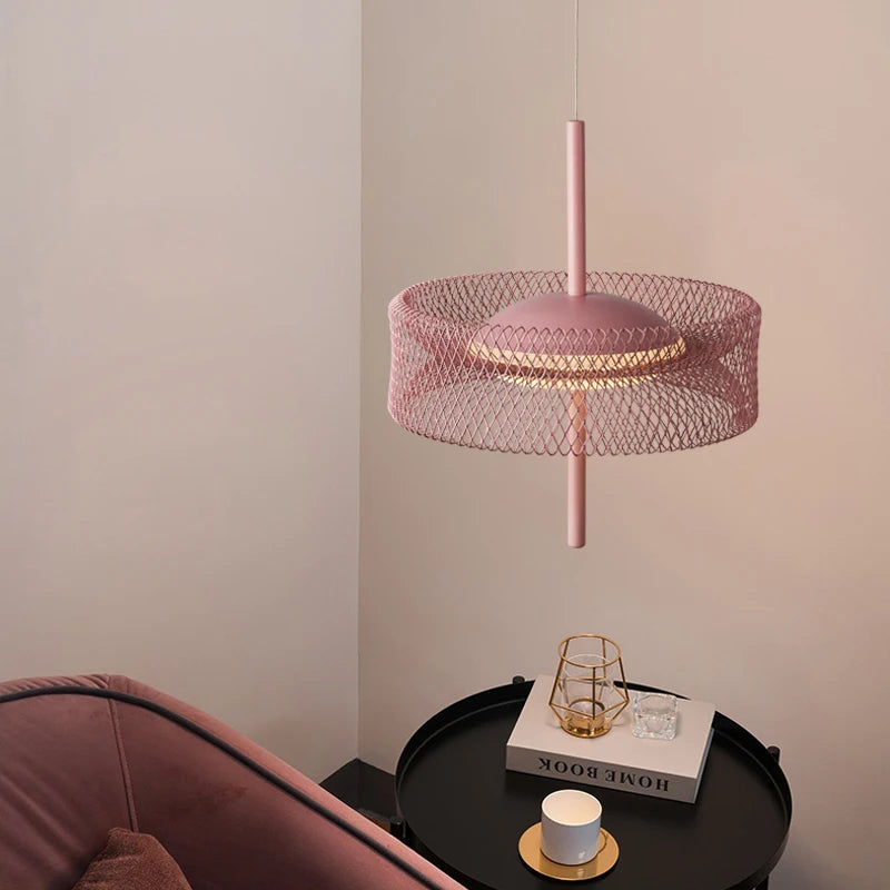 Suspension en filet design nordique déco fer led cage intérieure