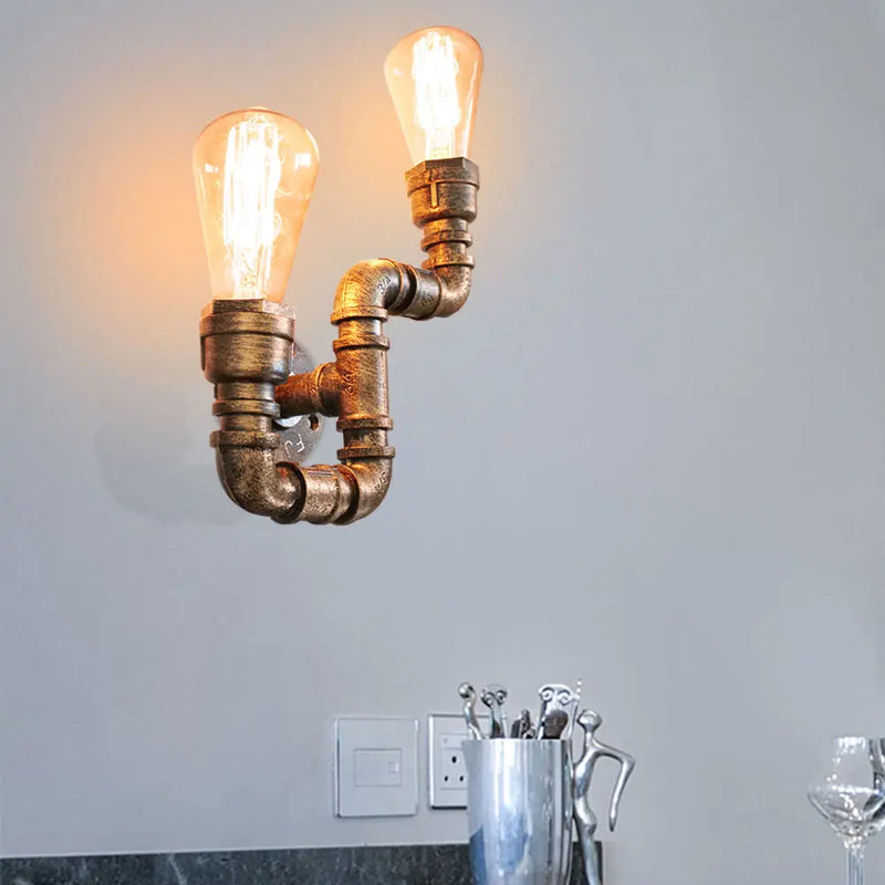 applique murale industrielle vintage loft 2 lumières pour bar