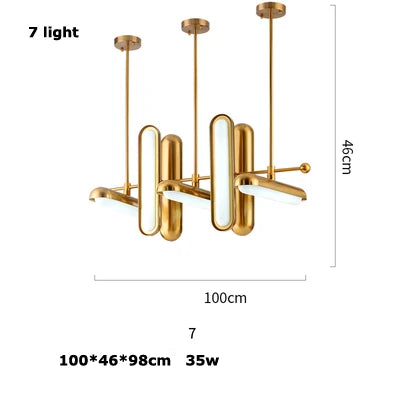 Postmodern doré Art déco doré fer verre Lustre éclairage Lustre Suspension Luminaire Lampen pour salle à manger - vue 13 sur 12