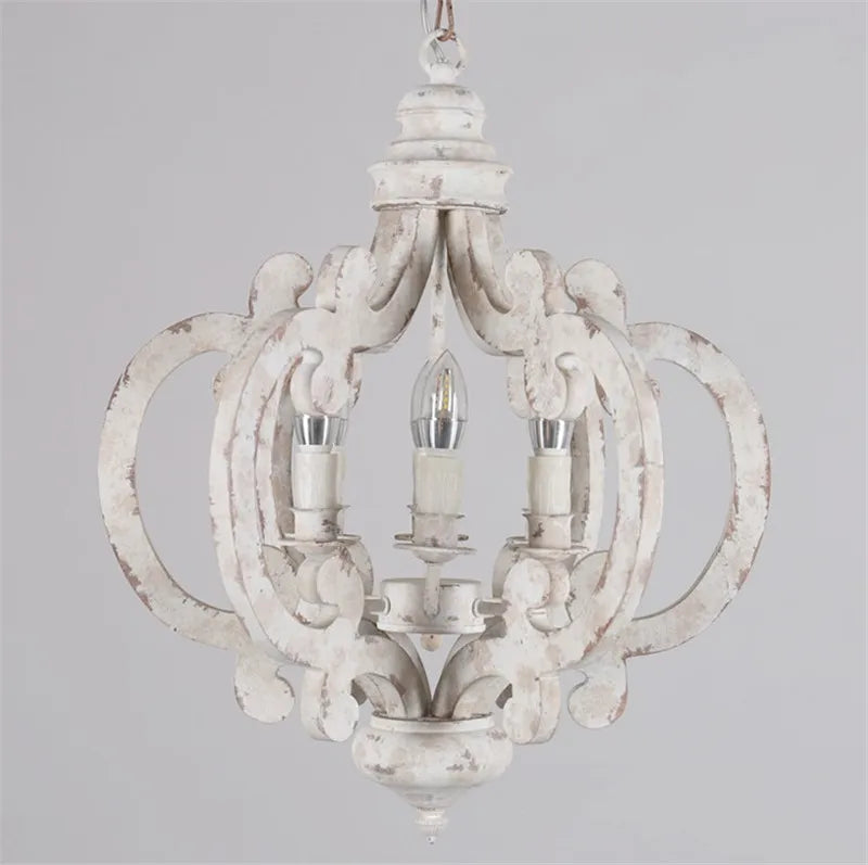 lustre vintage rétro en bois pour café bar et loft - vue 5 sur 6