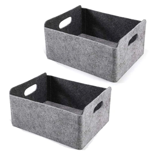 HOT-2Pcs Felt Storage Basket/Bin with Handles, Collapsible &amp; Convenient Storage Solution - vue 2 sur 7