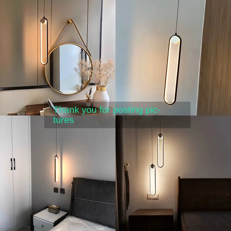 lustre moderne led suspendu design minimaliste éclairage suspension - vue 7 sur 8