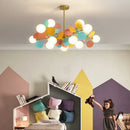 Children's chandelier with multicoloured flowers decorative pendant light