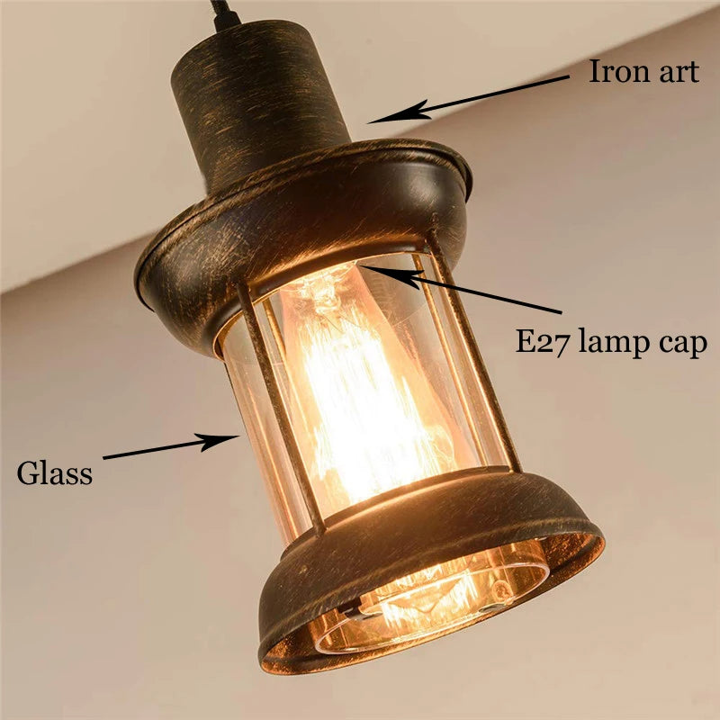 suspension vintage américaine en verre pour café restaurant - vue 9 sur 8