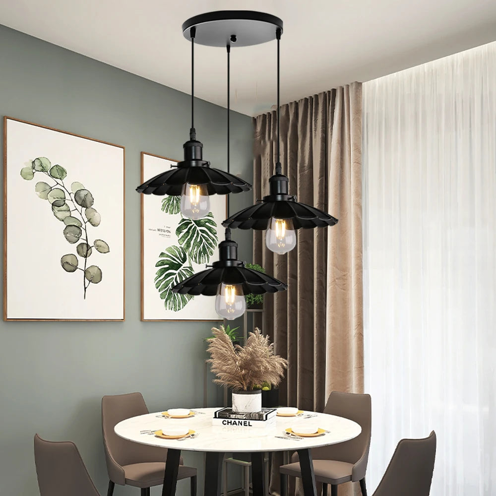 lustre vintage loft suspension lampe industrielle rétro salon - vue 4 sur 14