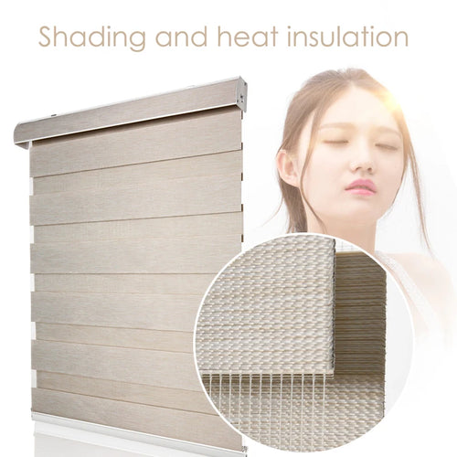 Store enrouleur zébré occultant tissu jacquard pour fenêtre