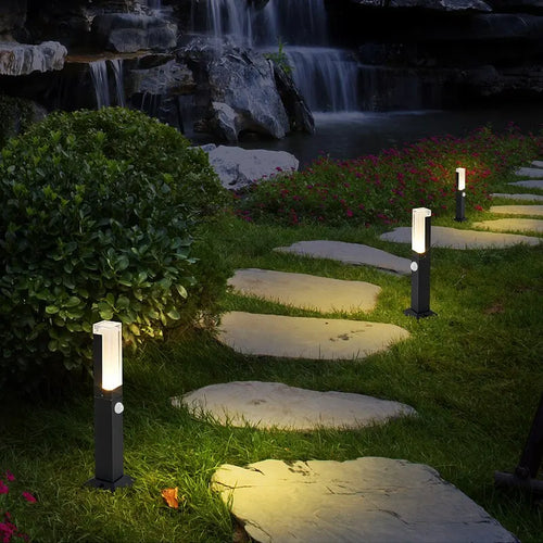 Capteur de mouvement extérieur 10W LED lampe à gazon étanche IP65 en aluminium acrylique abat-jour cour Villa paysage voie pelouse lumières - vue 2 sur 12