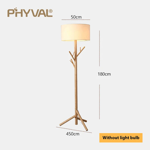 Lampadaire Nordique bois sur pied tissu interrupteur - vue 13 sur 17